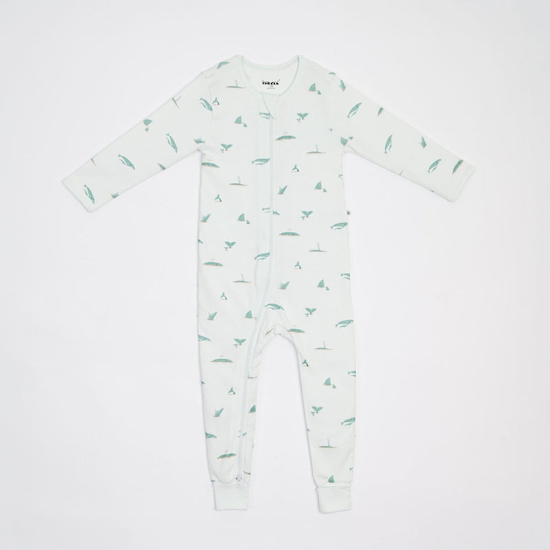 The Elk Baby Whale Print Premium Organic Cotton Play and Grow Rib Foot Zippy, Various Sizes V4