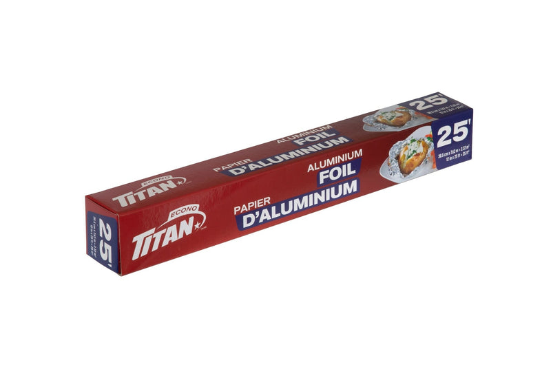 Titan Aluminum Foil, 12-in x 25-ft, Kitchen Foil for Cooking/Baking & Grilling V1