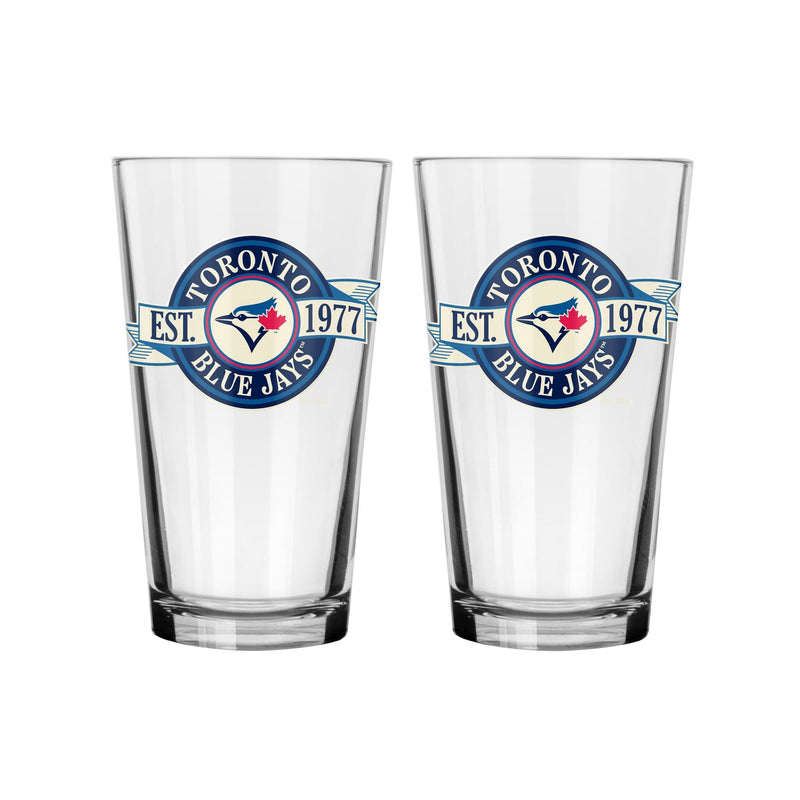 Toronto Blue Jays Pint Drinking Glass Set For MLB Baseball Fans/Collectors, 16-oz, 2-pk I1