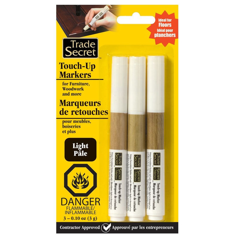 Trade Secret Light Touch Up Markers for Wood, Light Brown, 3-pk O2