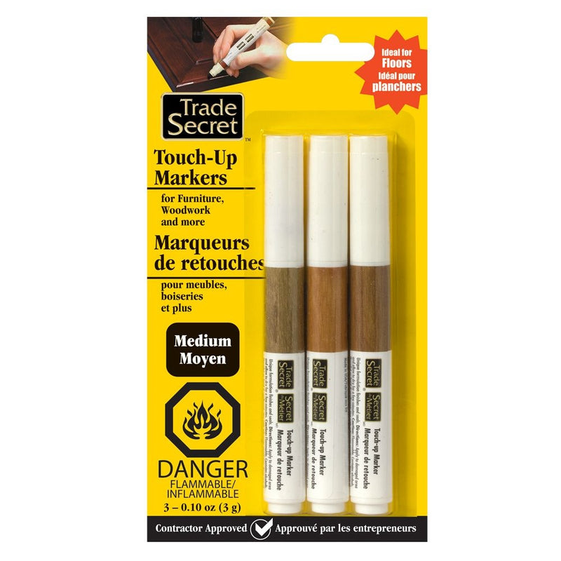 Trade Secret Medium Touch Up Markers for Wood, Medium Brown, 3-pk T7