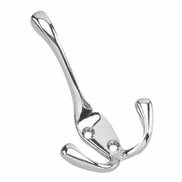 Tri-hook, 4", Chrome, 3pk X8