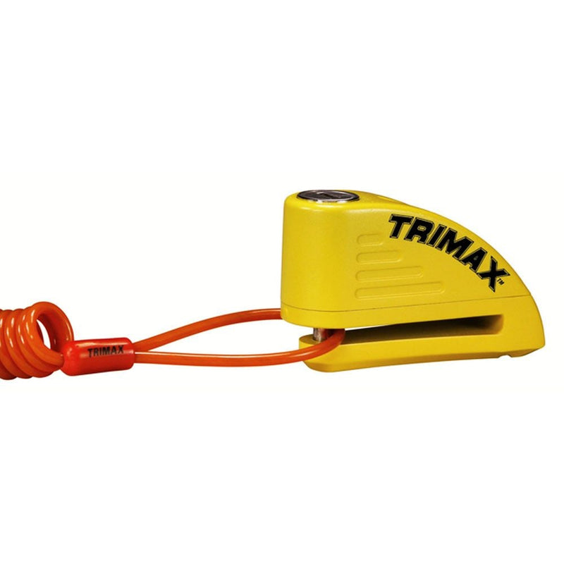 Trimax Alarmed Disc Lock with 8mm Pin, Yellow with Pouch & Cable B7