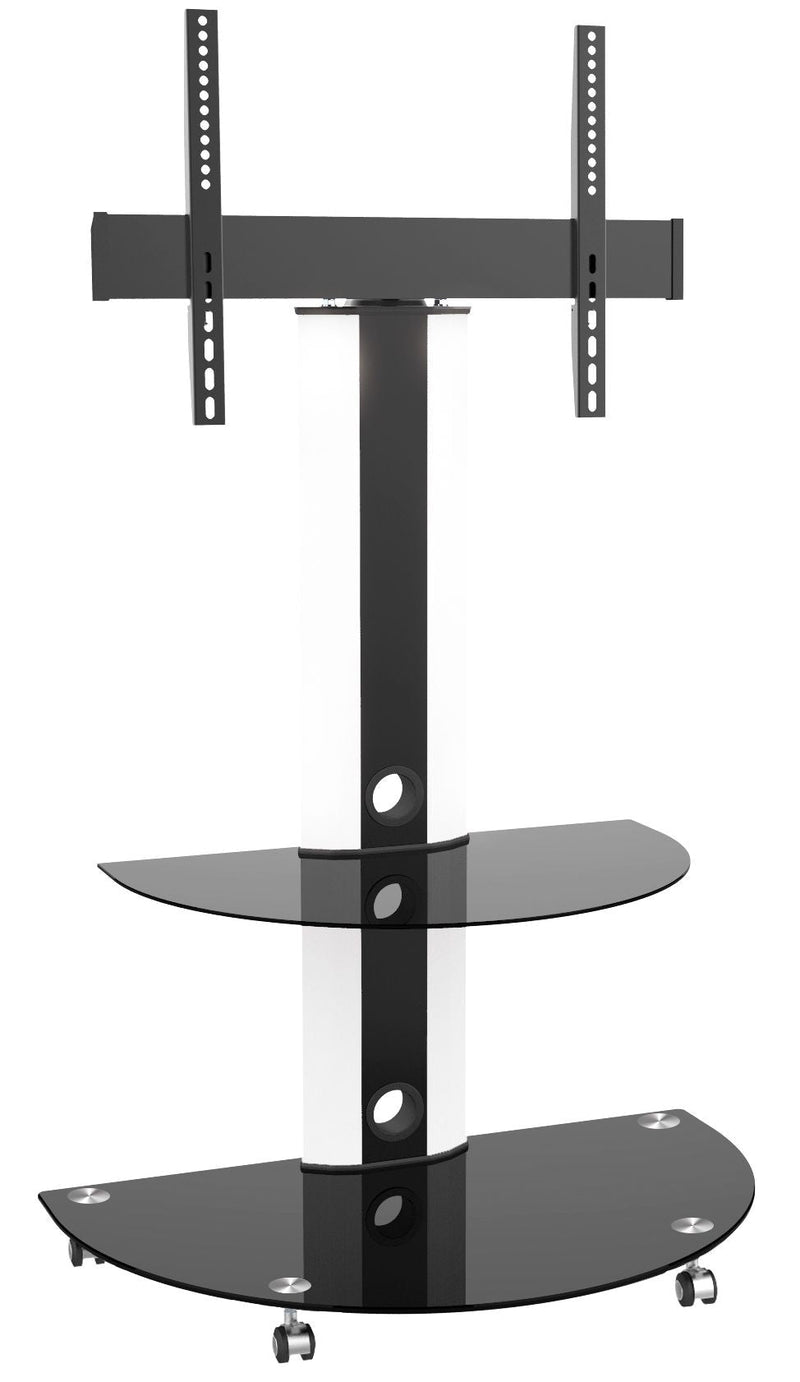 TygerClaw LCD84113BLK Superior TV Cart with Glossy Glass Base and Shelf, 32-in to 55-in K3