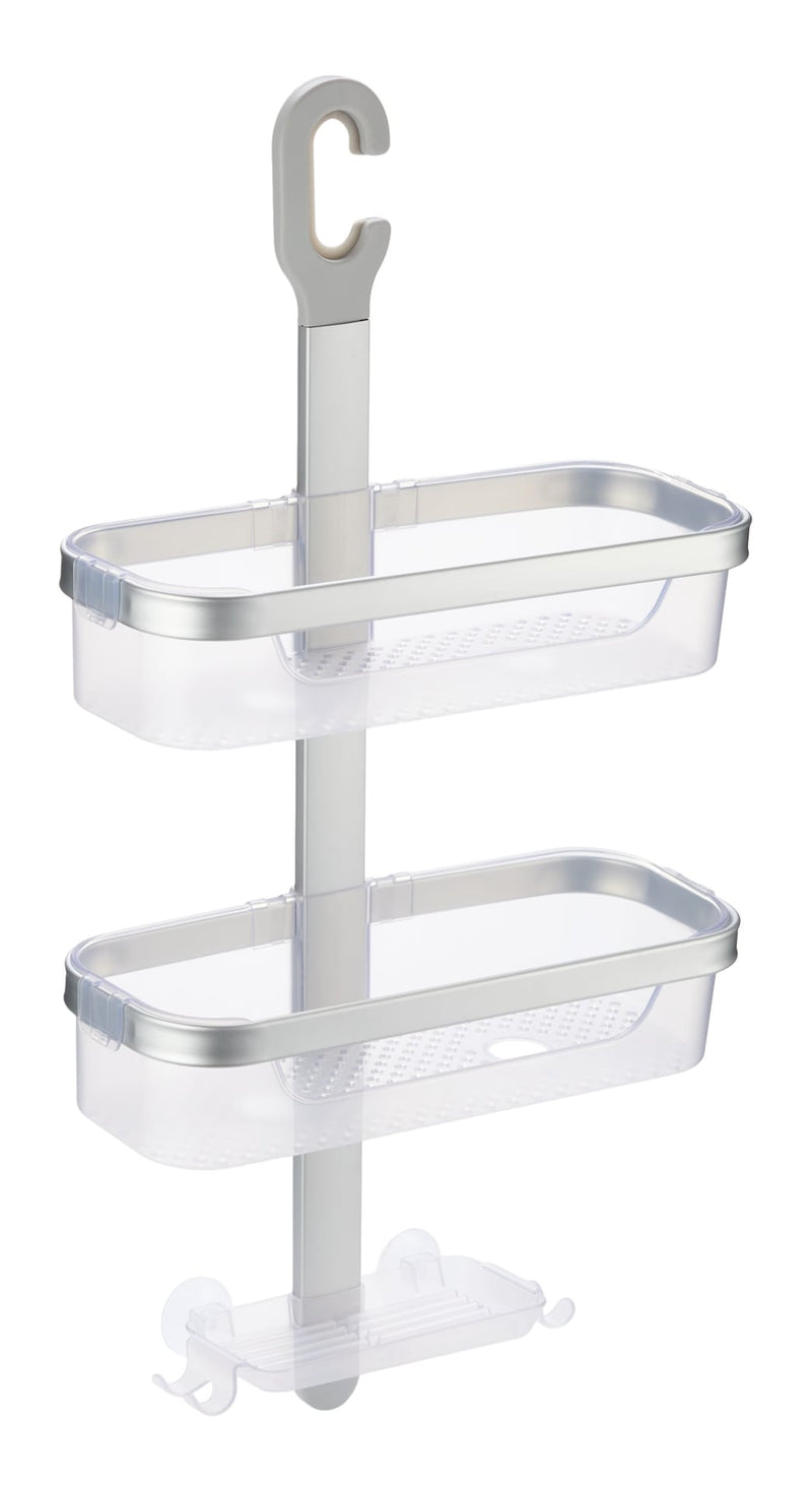 Type A 2-Tier Aluminum Shower Caddy with Soap Dish, Silver X5