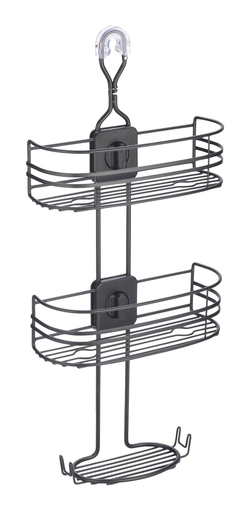 Type A Adjustable Rust-Resistant 4-Way Shower Caddy with Lock Top, Matte Black H2