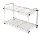 Type A Alpha Under-Sink Expandable & Adjustable Metal Storage Organizer Shelf with Basket, Chrome