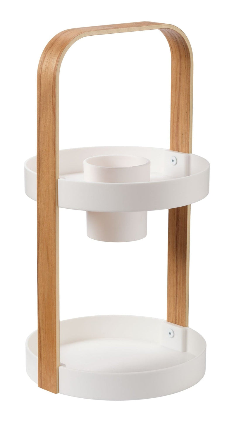 Type A Bella 2-Tier Cosmetic Bathroom Vanity Organizer with Removable Cup, White/Natural T0