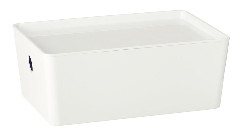 type A Flexible Storage Bin with Lid, White, 3.8-L O9