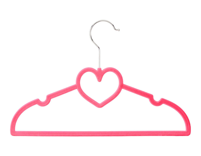 type A Kids' Non-Slip Slim Swivel Hanger with Heart, Barbie Pink, 10-pk J0