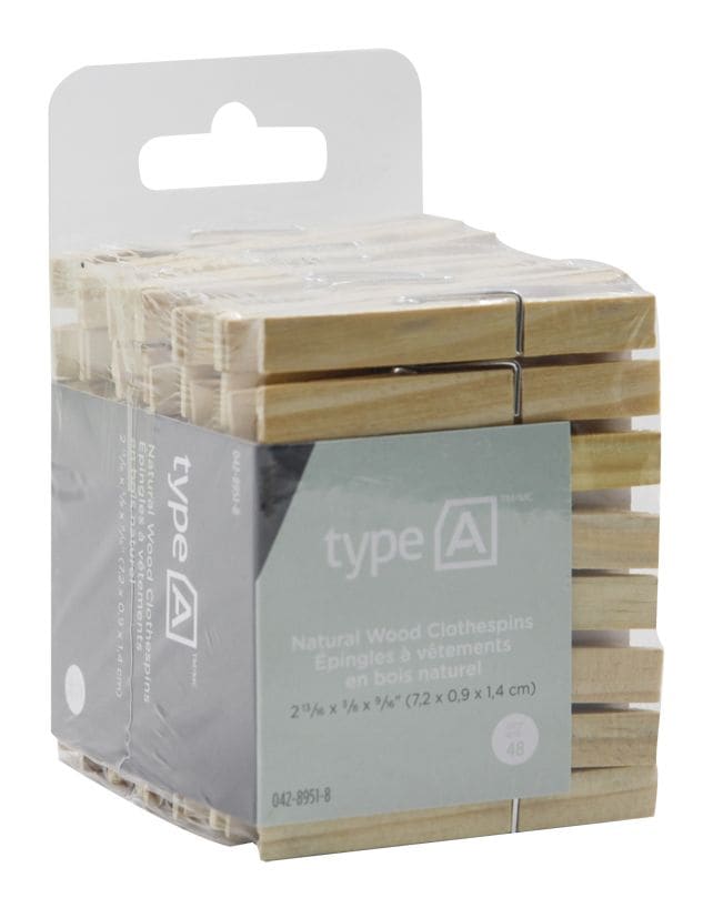 type A Natural Wood Clothespins, 48-pk G0