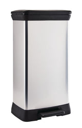 type A Slim Silver Plastic Rectangular Step Garbage Can, 50-L