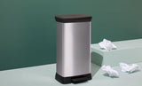 type A Slim Silver Plastic Rectangular Step Garbage Can, 50-L