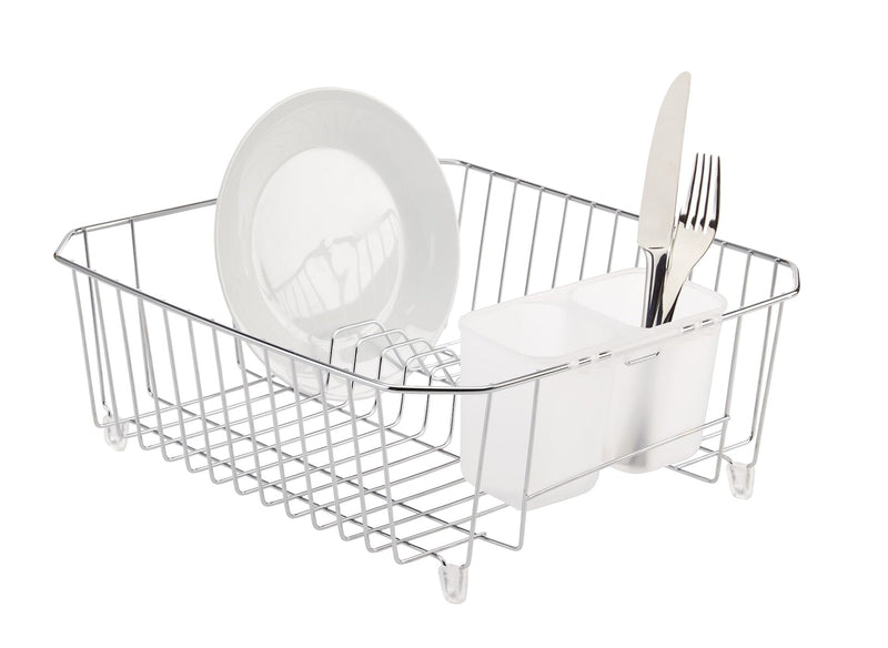 Type A Small Metal Dish Drying/Draining Rack For Kitchen, Chrome, 14.25 x 12.5 x 5-in D7
