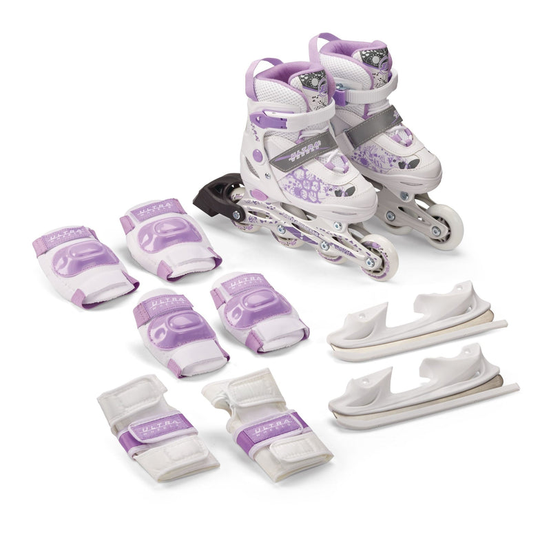 Ultra Wheels Switchers Ice/Inline Skates with Pad Set, Purple, Youth E6