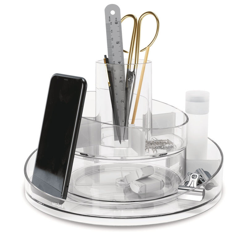 Umbra Cascada Acrylic Spinning Turntable Cosmetic Vanity Organizer, Clear C9