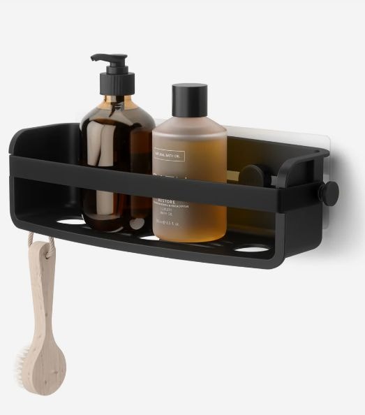 Umbra Flex Adhesive Shower Caddy Organizer Bin, Black S2