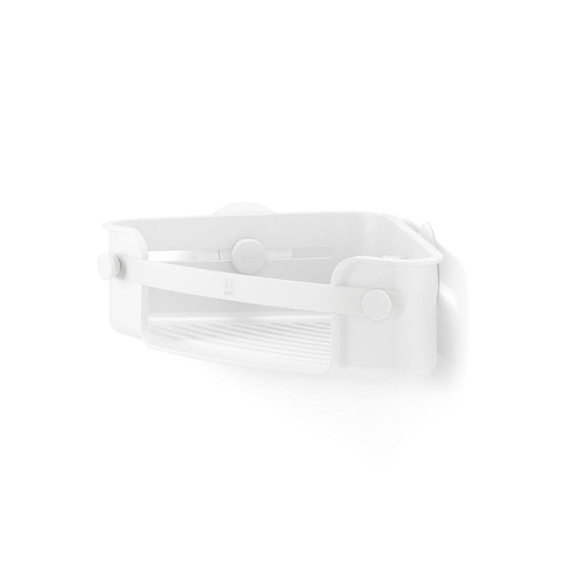 Umbra Flex Gel-Lock Rust-Resistant Corner Shower Caddy, with Hooks, White W9