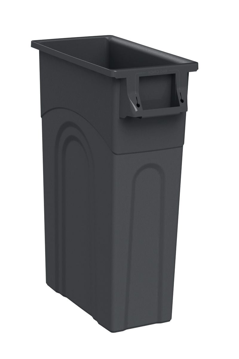 United Solutions Plastic Tall Slim Rectangular Garbage Can, Black, 87-L C1