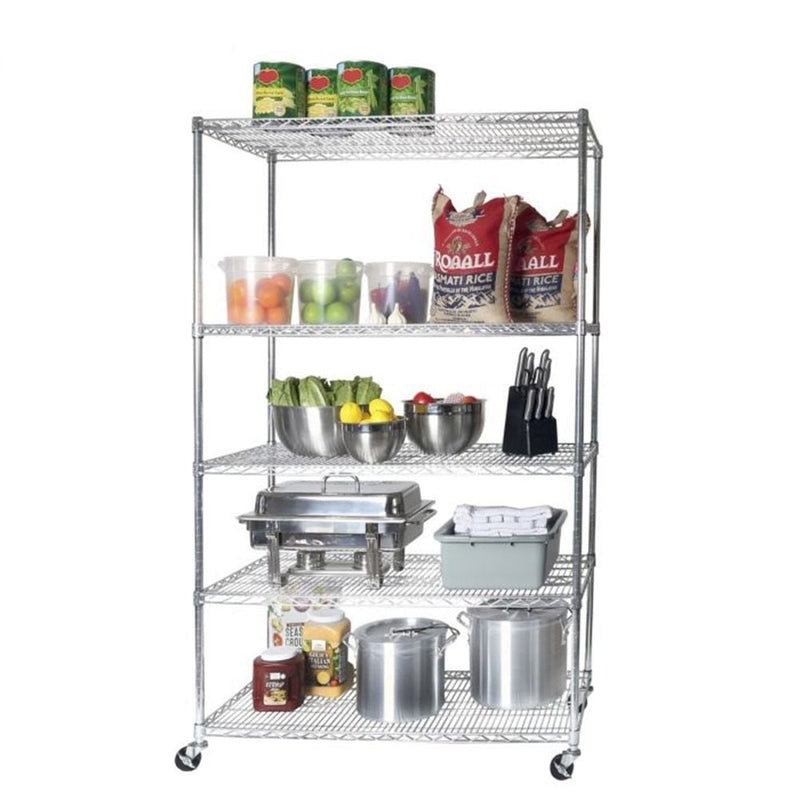 Vancouver Classics 5-Tier Heavy Duty Shelving, 48-in x 24-in x 72-in, Chrome W3