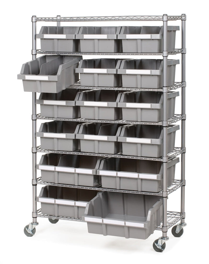Vancouver Classics 7-Tier NSF 16-Bin Rack Shelving, 36-in x 14-in x 56-in E7