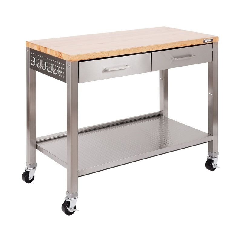 Vancouver Classics, Work Center Island Table, Stainless Steel, 48-in x 24-in x 36-in L9
