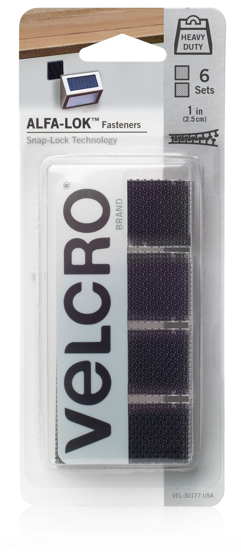 Velcro Alfa Lok 6-Set 15-lb Black Heavy Duty Fasteners with Snap-Lock Technology L0