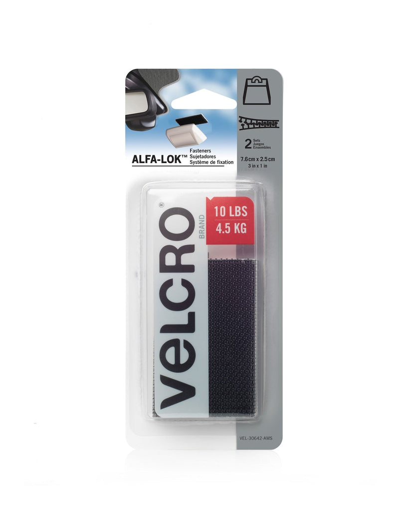 Velcro ALFA-LOK Double-Sided Adhesive Fastener Strips, Black, 10-lbs, 2-pk V5