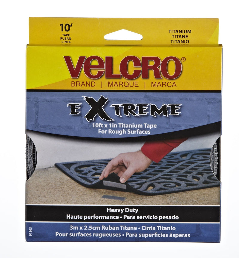 Velcro Heavy Duty UV-Resistant Extreme Titanium Strip Tape with Permanent Adhesive, 10-ft x 1in, 1-pk Y9