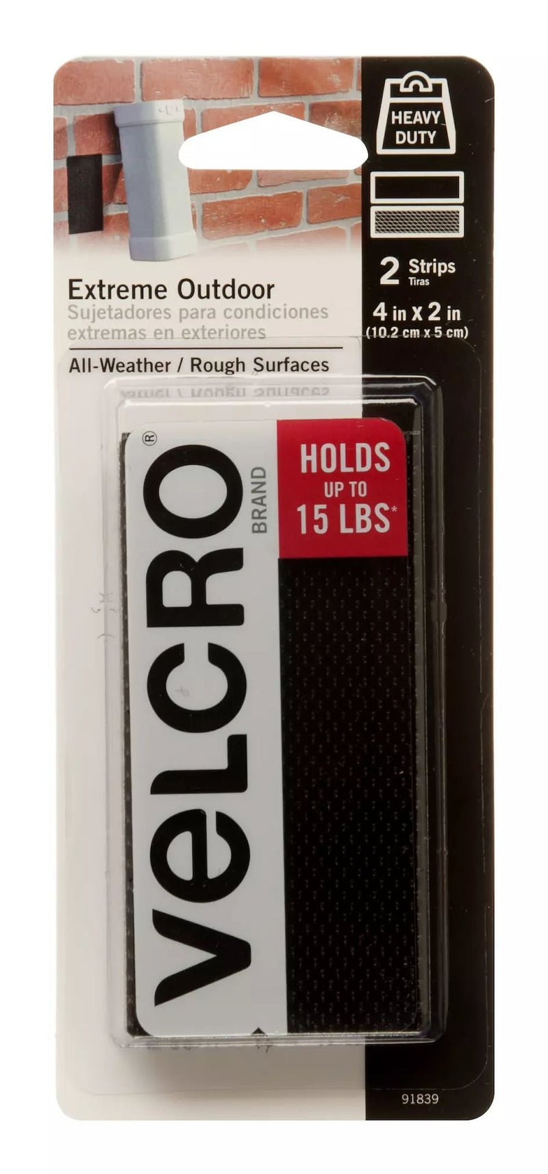 Velcro Industrial Strength Extreme Strips, Black, 4-in x 2-in F9