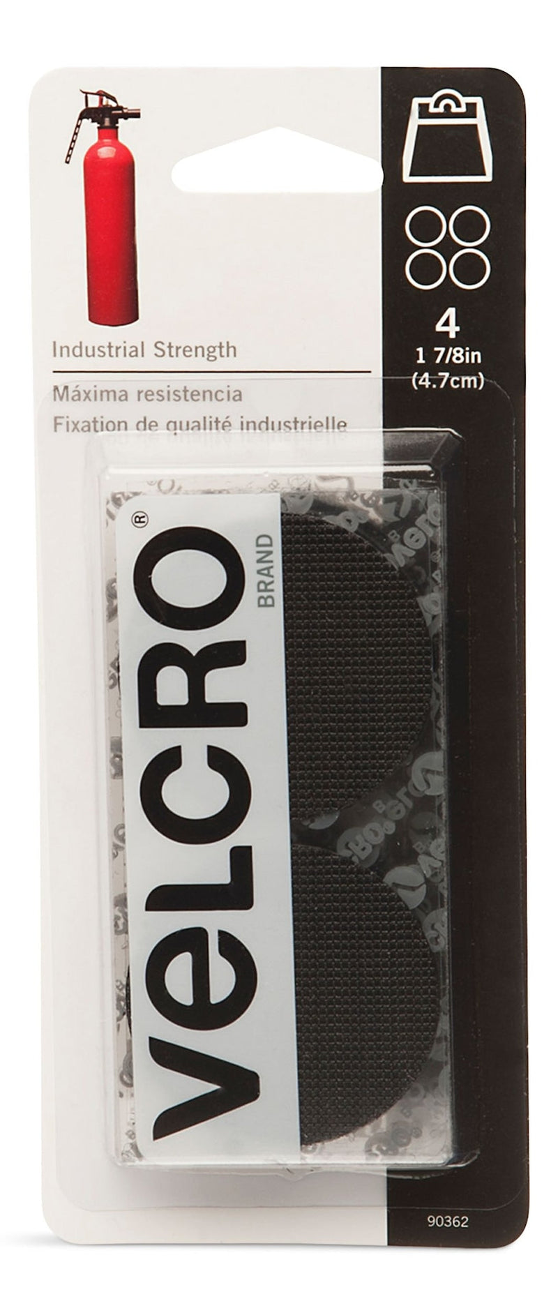 Velcro Industrial Strength Heavy Duty Adhesive Coins, Black, 7/8-in, 4-pk S6