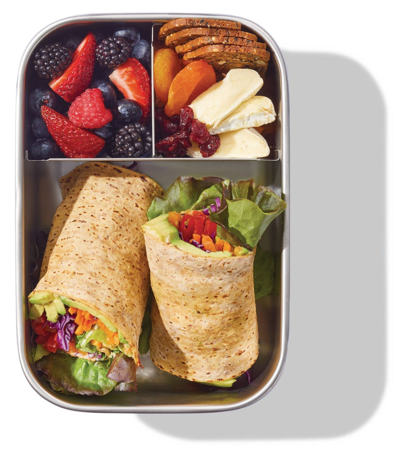 Vida by PADERNO 3-Compartment Stainless Bento Lunch Box Food Storage Container, Blue, 1.3-L I9