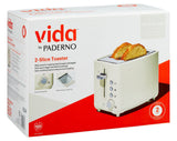 Vida by PADERNO Colour Series 2-Slice Toaster with 3 Settings, Shortbread