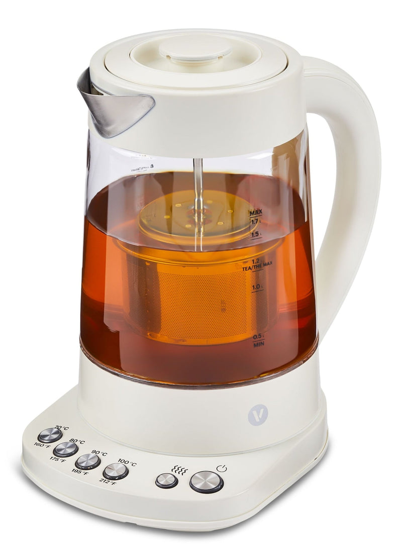 Vida by PADERNO Colour Series Electric Variable Temperature Steeping Kettle, Shortbread, 1.7-L H5
