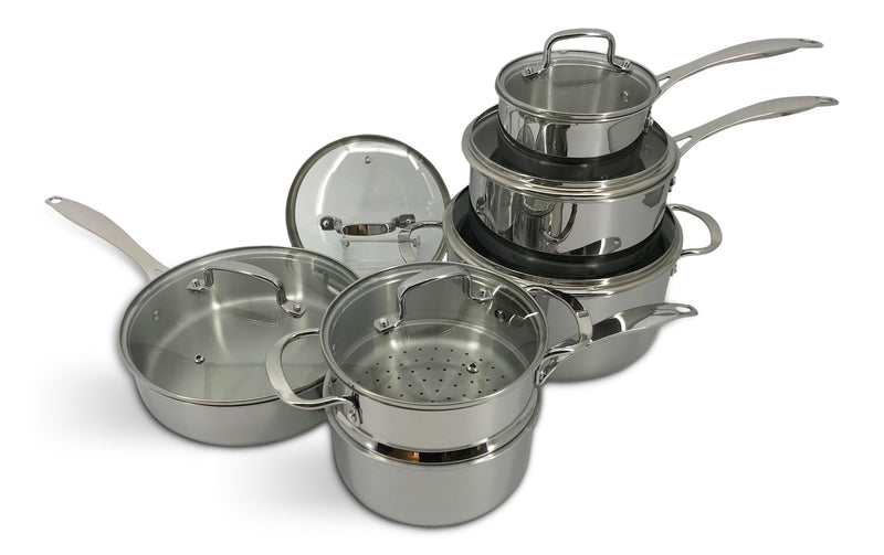 Vida by PADERNO Elite Series 3-Ply Clad Stainless Cookware Set, Oven Safe V6