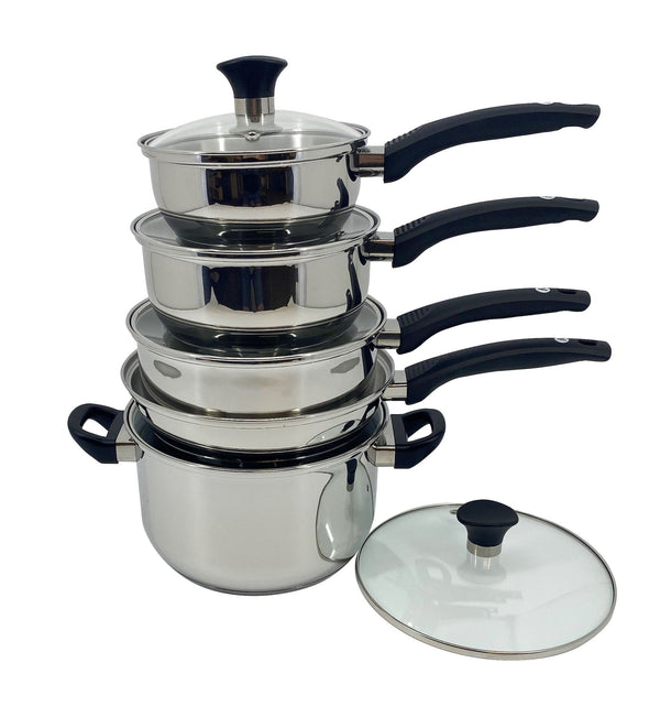 Vida by PADERNO Everyday Series Premium Stainless Steel Cookware Set, Dishwasher & Oven-Safe, 10-pc A6