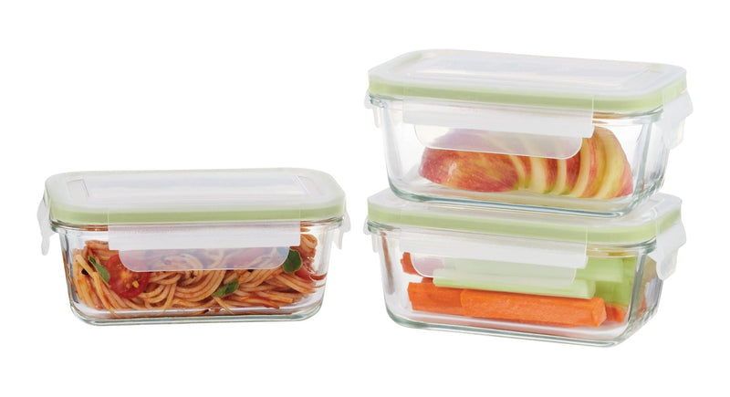Vida by PADERNO Glass Clip Leakproof Lid Food Storage Container, 485 mL, 3 Count D8