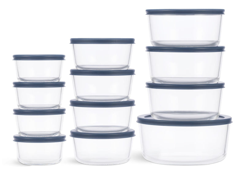 Vida by PADERNO Round Glass Food Storage Container Set with Lids, 24-pc R2