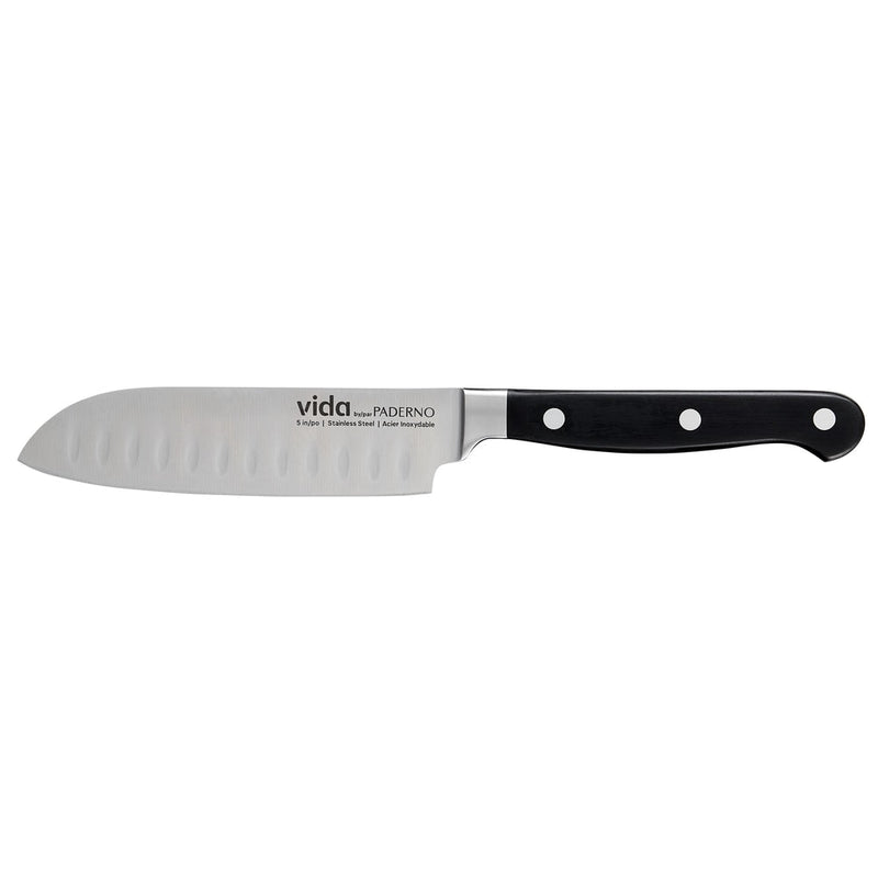 Vida by PADERNO Stainless Steel Triple Rivet Santoku Knife, Ergonomic Grip, 5-in E4