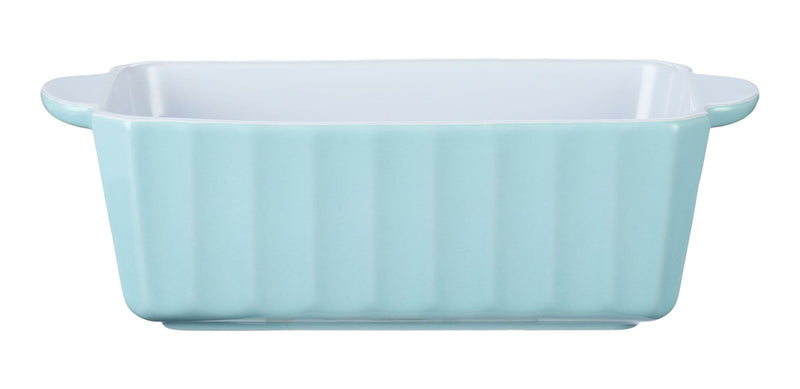 Vida by PADERNO White/Blue Ceramic Loaf Baking Dish, 1-lb F6
