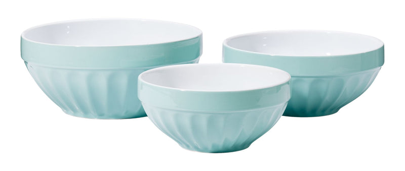 Vida by PADERNO White/Blue Ceramic Mixing Bowl Set, 3-pc M4
