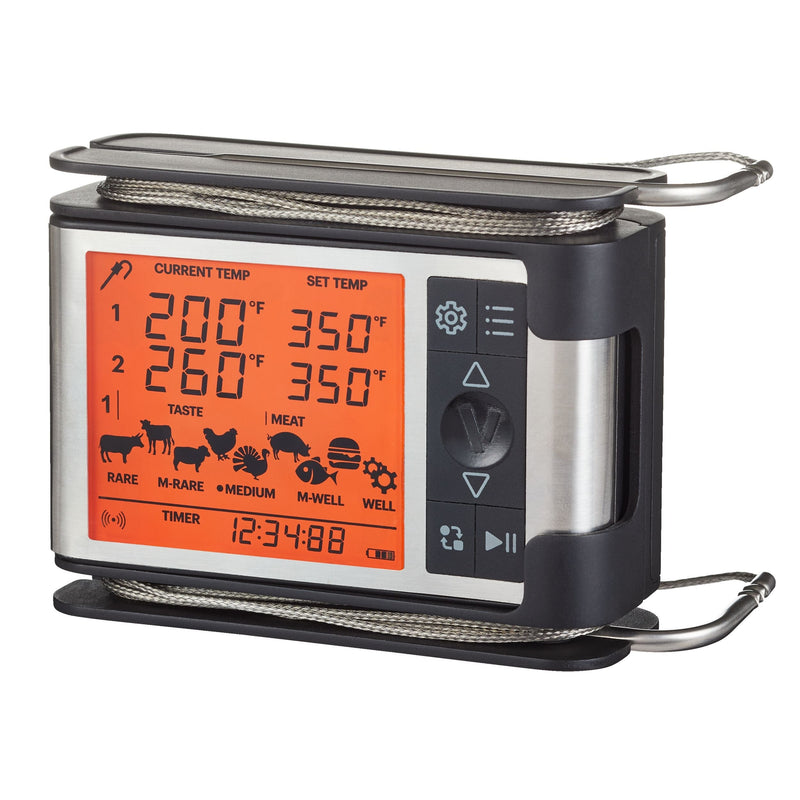 Vida by PADERNO Wireless Remote BBQ Food & Meat Thermometer with Stainless Steel Probes O8