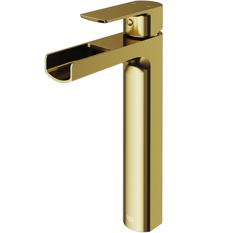 VIGO Amada Single Handle Vessel Sink Bathroom Faucet, Matte Brushed Gold X3