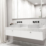 VIGO Anvil MatteStone Round White Composite Bathroom Sink/Basin Set with Cass Wall Mount Faucet and Pop-Up Drain