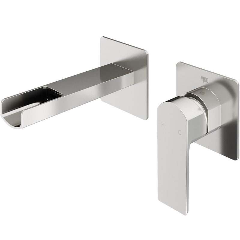 VIGO Atticus Brushed Nickel Wall Mount Bathroom Faucet K5