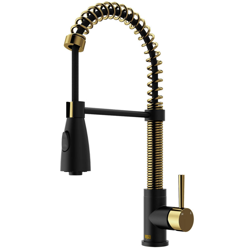 VIGO Brant 19-in Single-Handle Gold/Black Kitchen Faucet G5