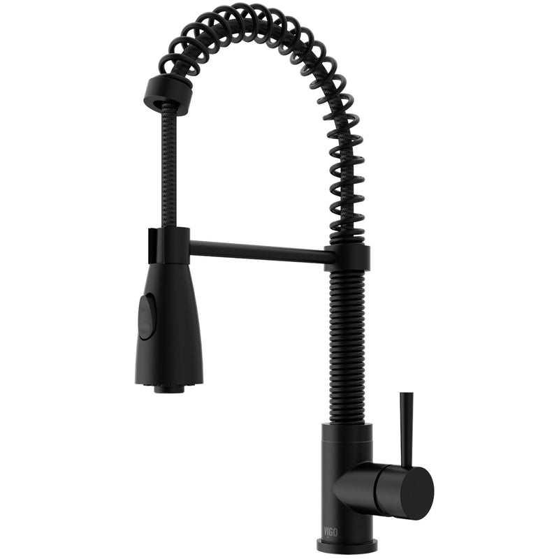 VIGO Brant Single Handle Pull Down Sprayer Kitchen Faucet, Matte Black B7