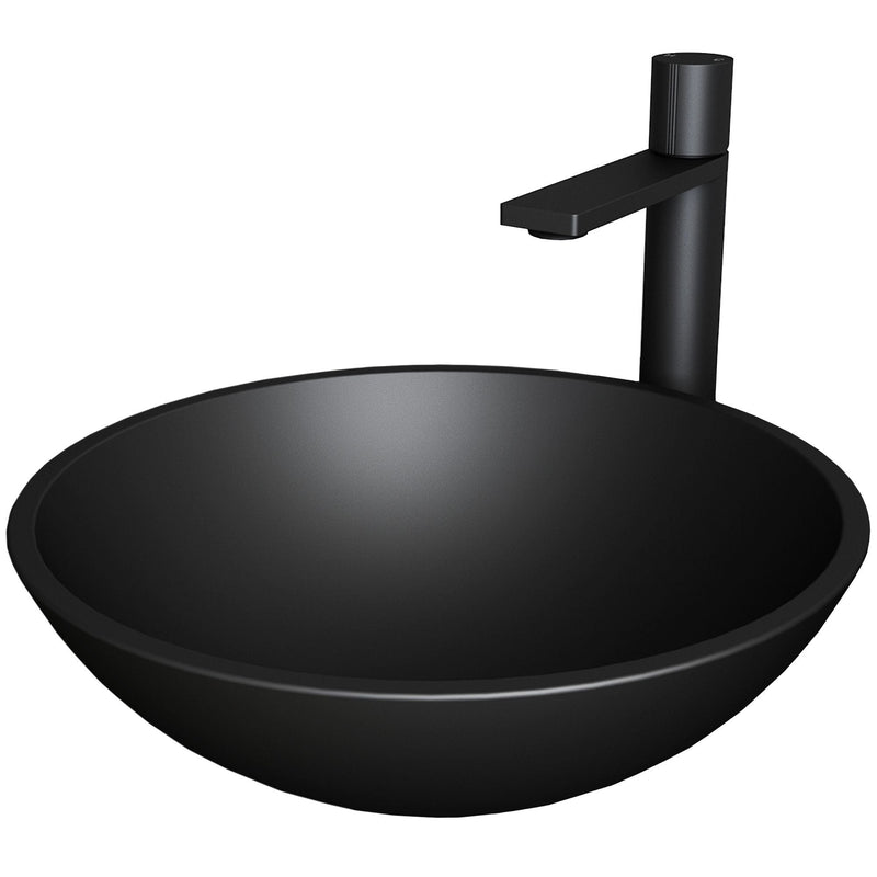 VIGO Cavalli MatteShell Matte Black Bathroom Sink/Basin Set with Gotham Faucet and Round Glass Vessel S3
