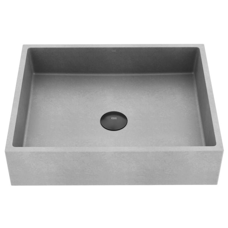 VIGO Coca Gothic ConcretoStone 19x15-in Deep Grey Bathroom Sink/Basin with Rectangular Vessel V0