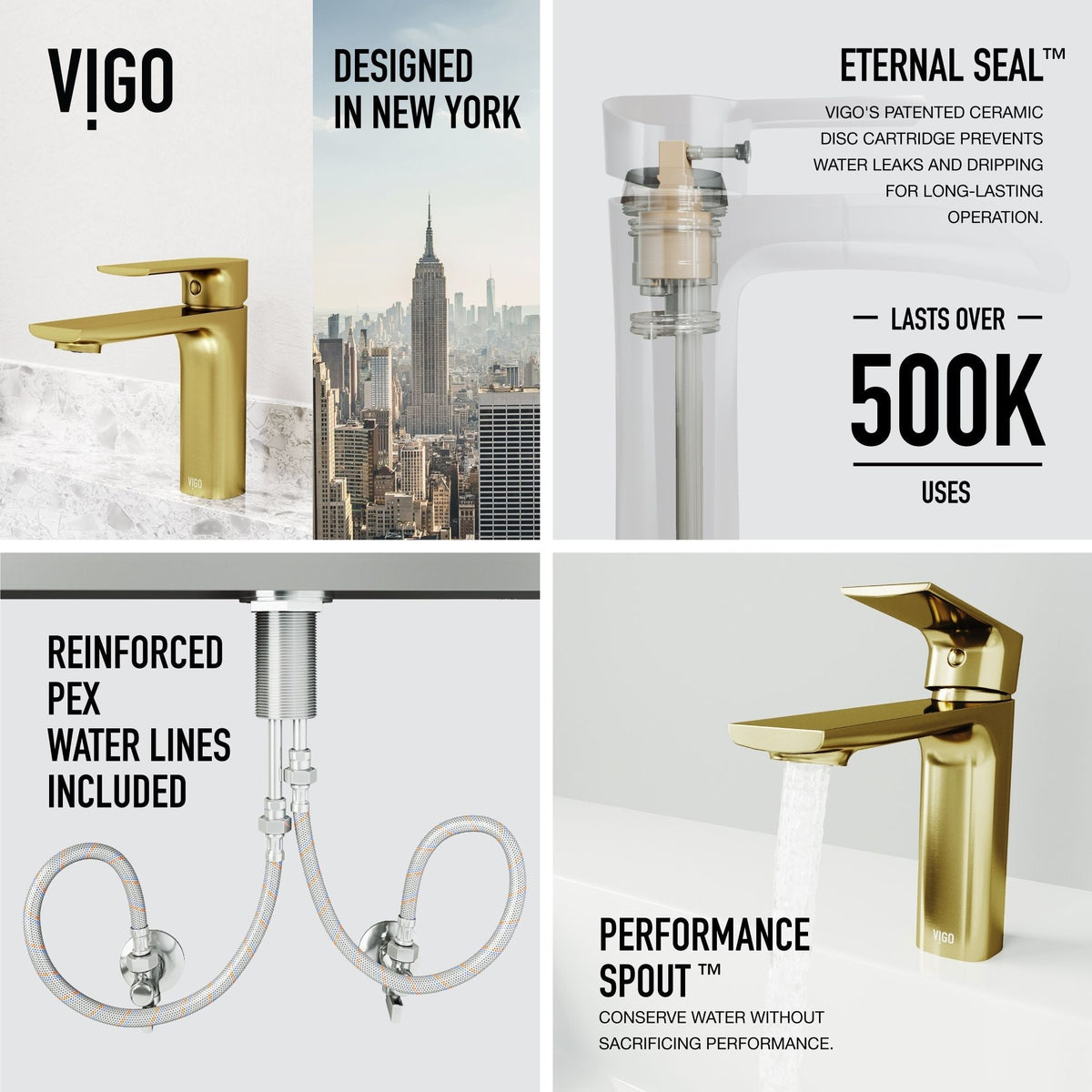 VIGO Davidson Single Handle Single Hole Bathroom Sink Faucet, WaterSense Certified, Matte Gold